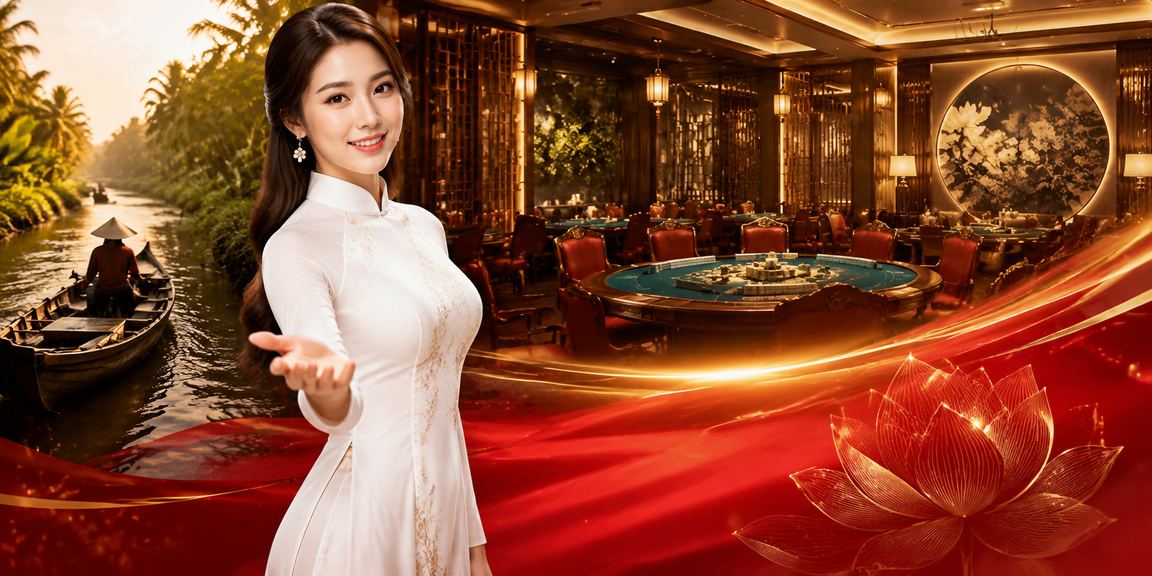 Người phụ nữ mặc áo dài tham gia trò chơi bài tại vùng đồng bằng sông Cửu Long
